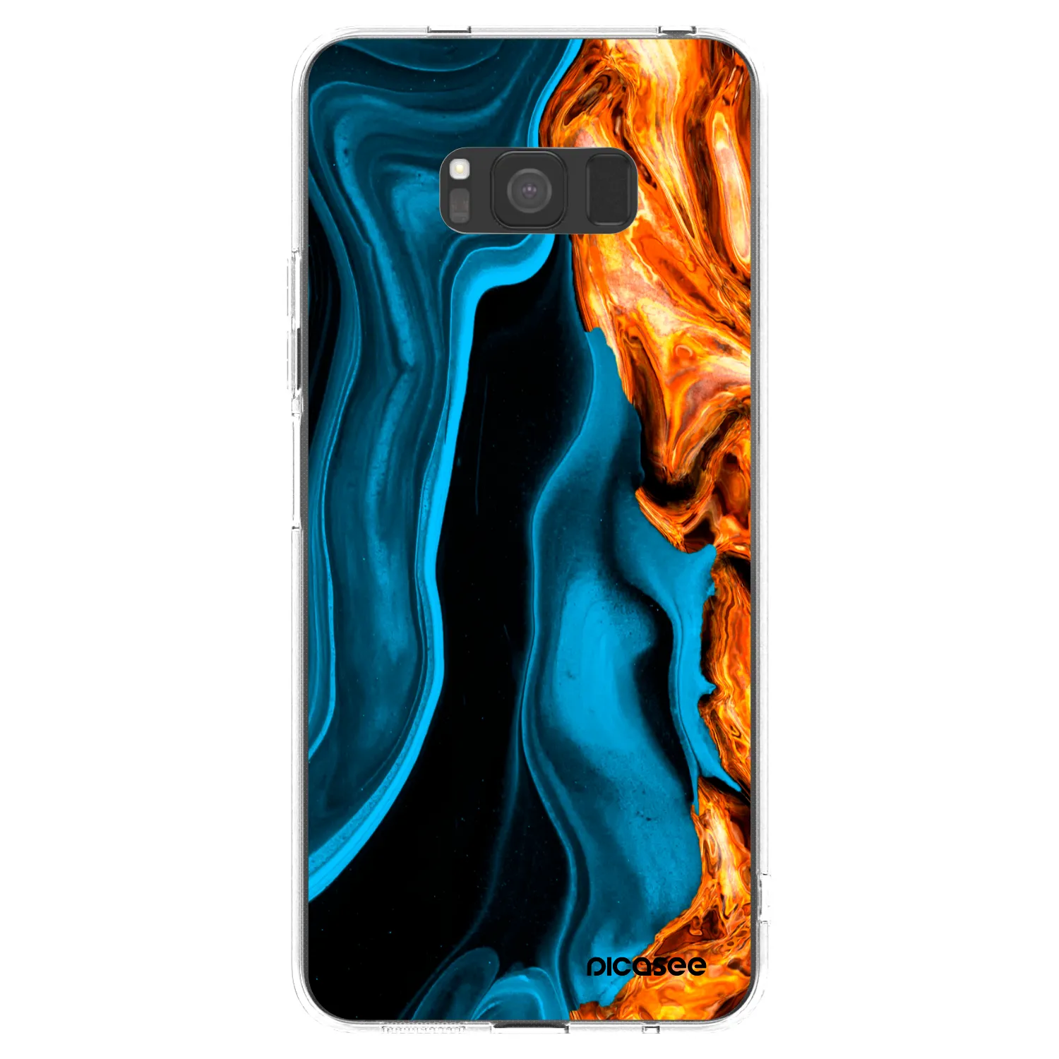 Picasee Samsung Galaxy S8 G950F Hülle - Transparentes Silikon - Gold blue