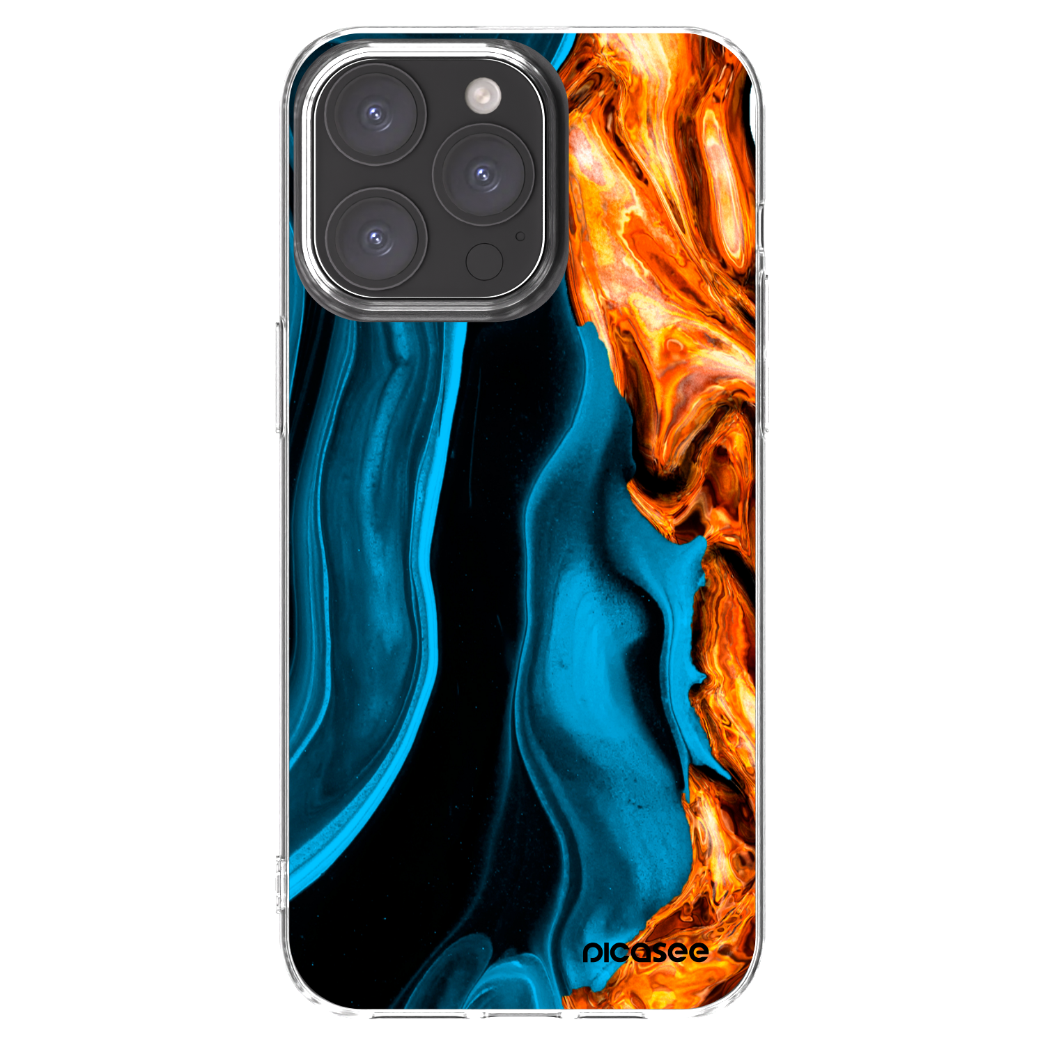 Picasee Apple iPhone 15 Pro Max Hülle - Transparentes Silikon - Gold blue
