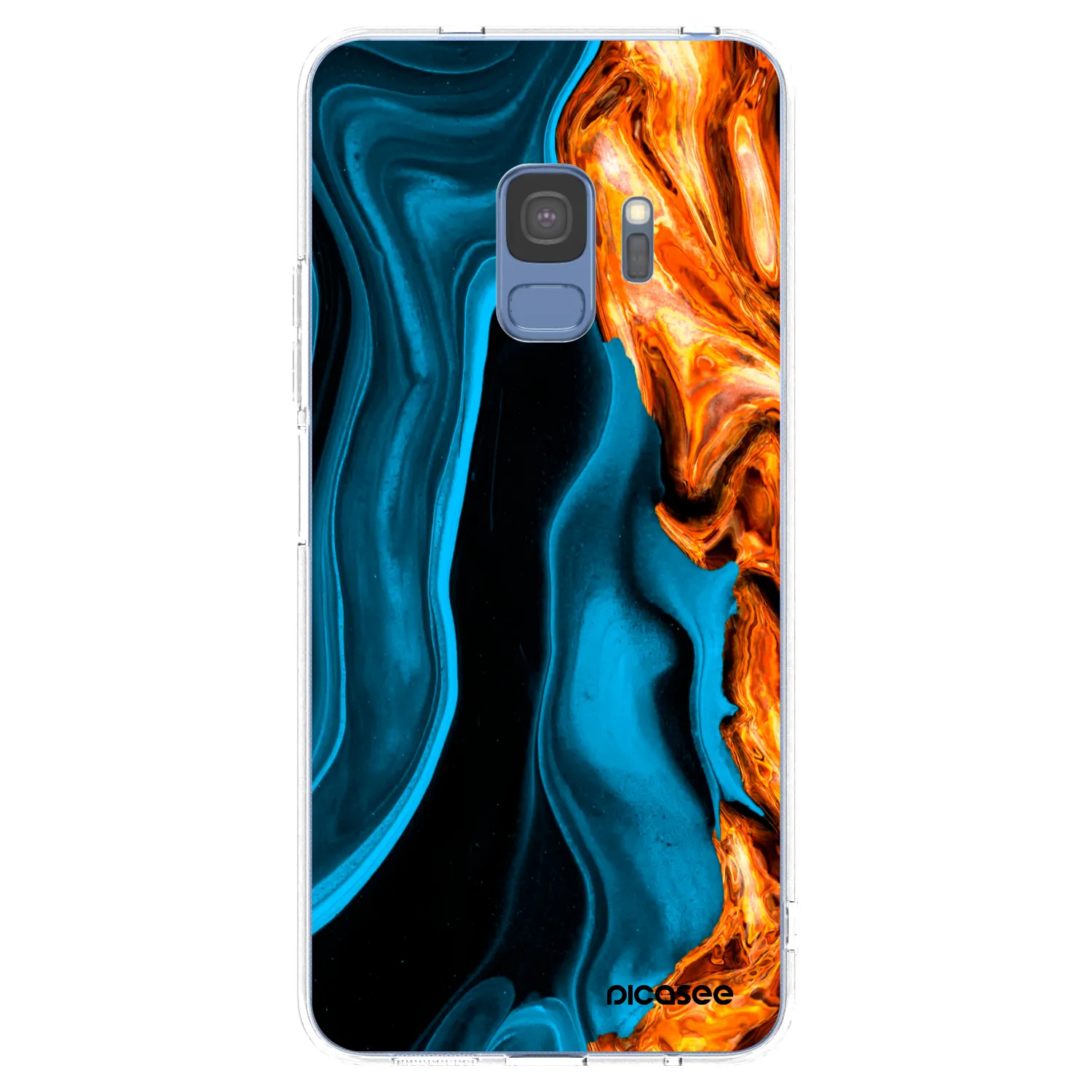 Picasee Samsung Galaxy S9 G960F Hülle - Transparentes Silikon - Gold blue
