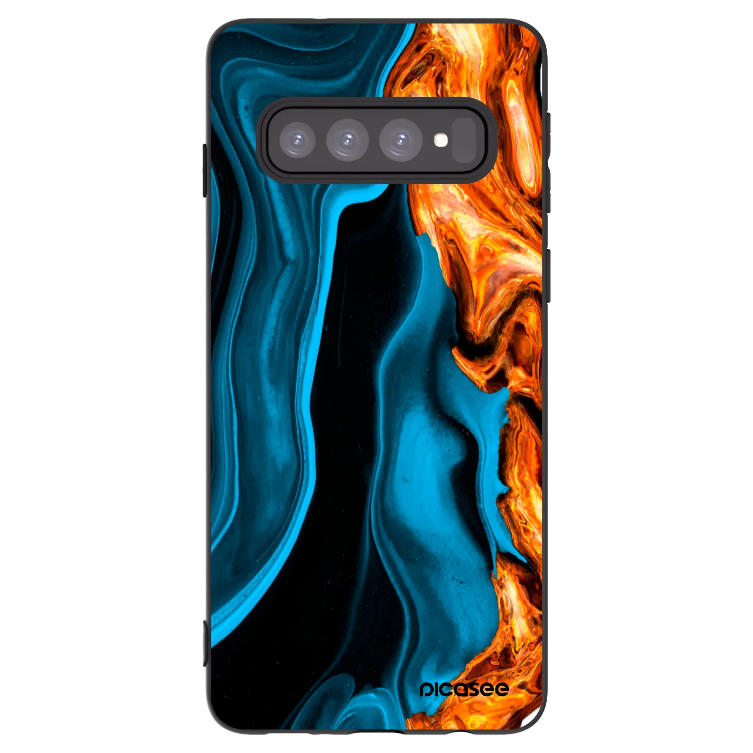 Picasee Samsung Galaxy S10 G973 Hülle - Schwarzes Silikon - Gold blue