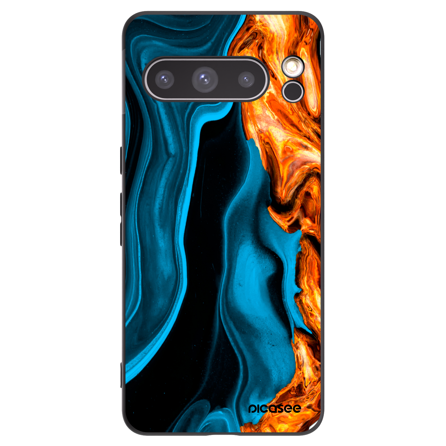 Picasee Google Pixel 8 Pro Hülle - Schwarzes Silikon - Gold blue