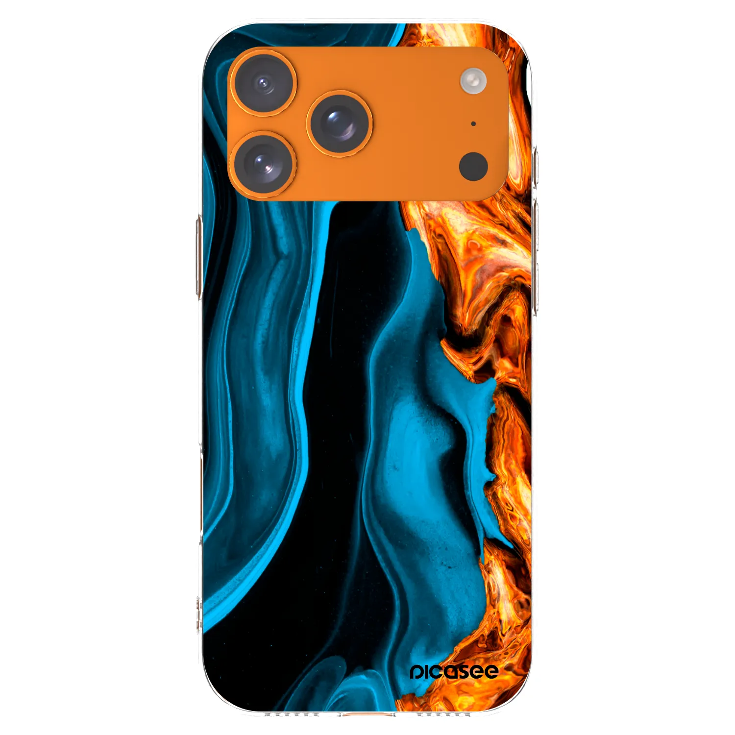 Picasee Apple iPhone 17 Pro Max Hülle - Transparentes Silikon - Gold blue