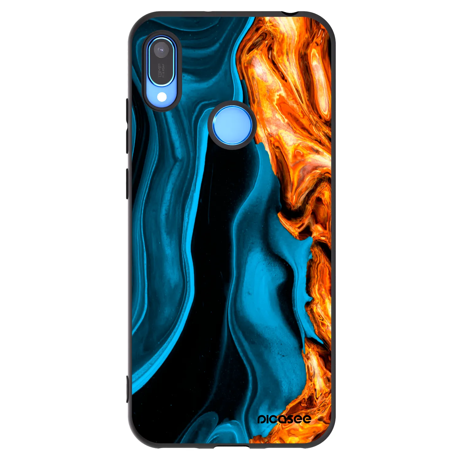 Picasee Huawei Y6 2019 Hülle - Schwarzes Silikon - Gold blue