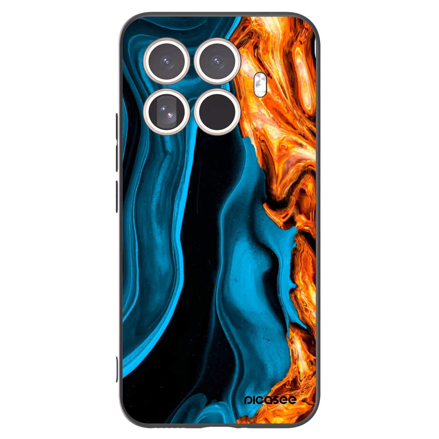 Picasee Xiaomi 15T Pro Hülle - Schwarzes Silikon - Gold blue