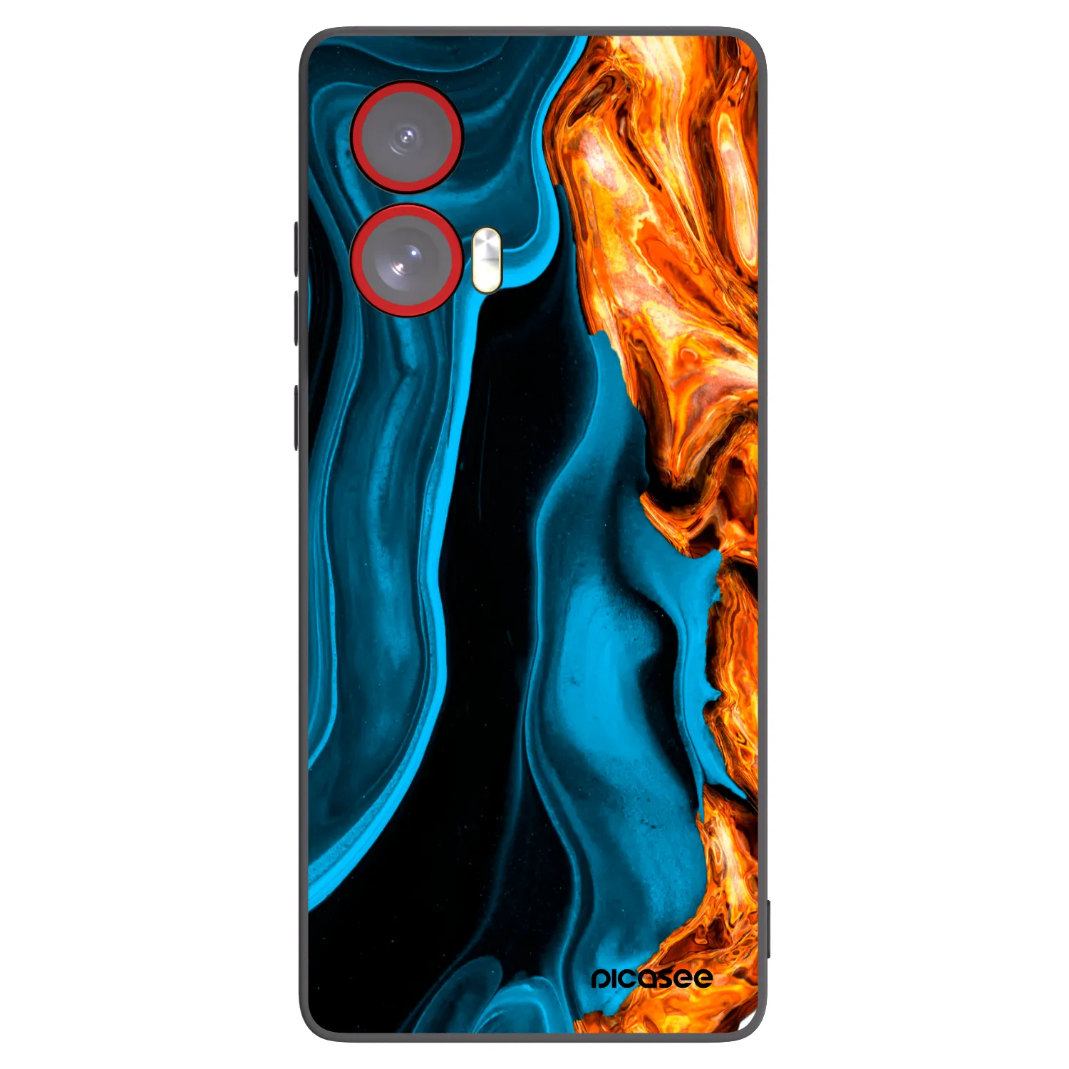 Picasee Motorola Edge 50 Fusion Hülle - Schwarzes Silikon - Gold blue