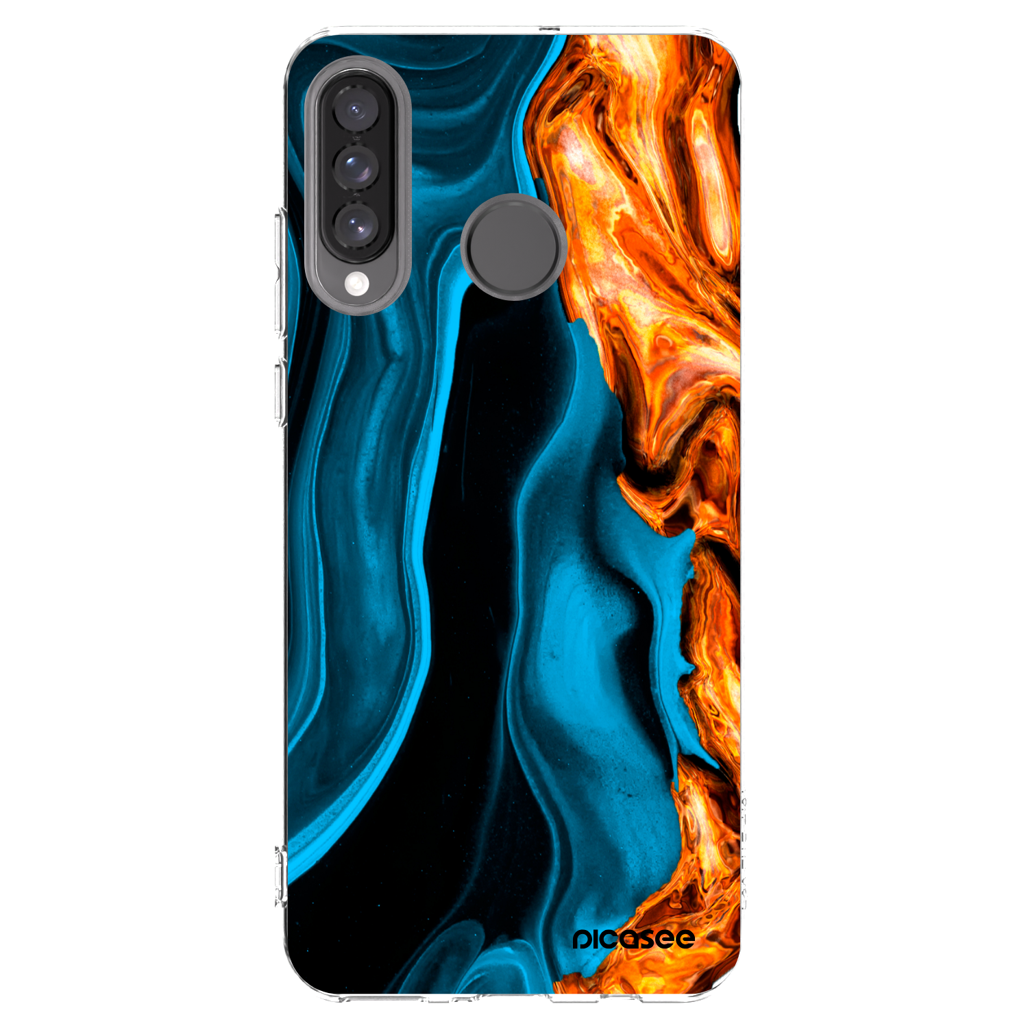Picasee Huawei P30 Lite Hülle - Transparentes Silikon - Gold blue