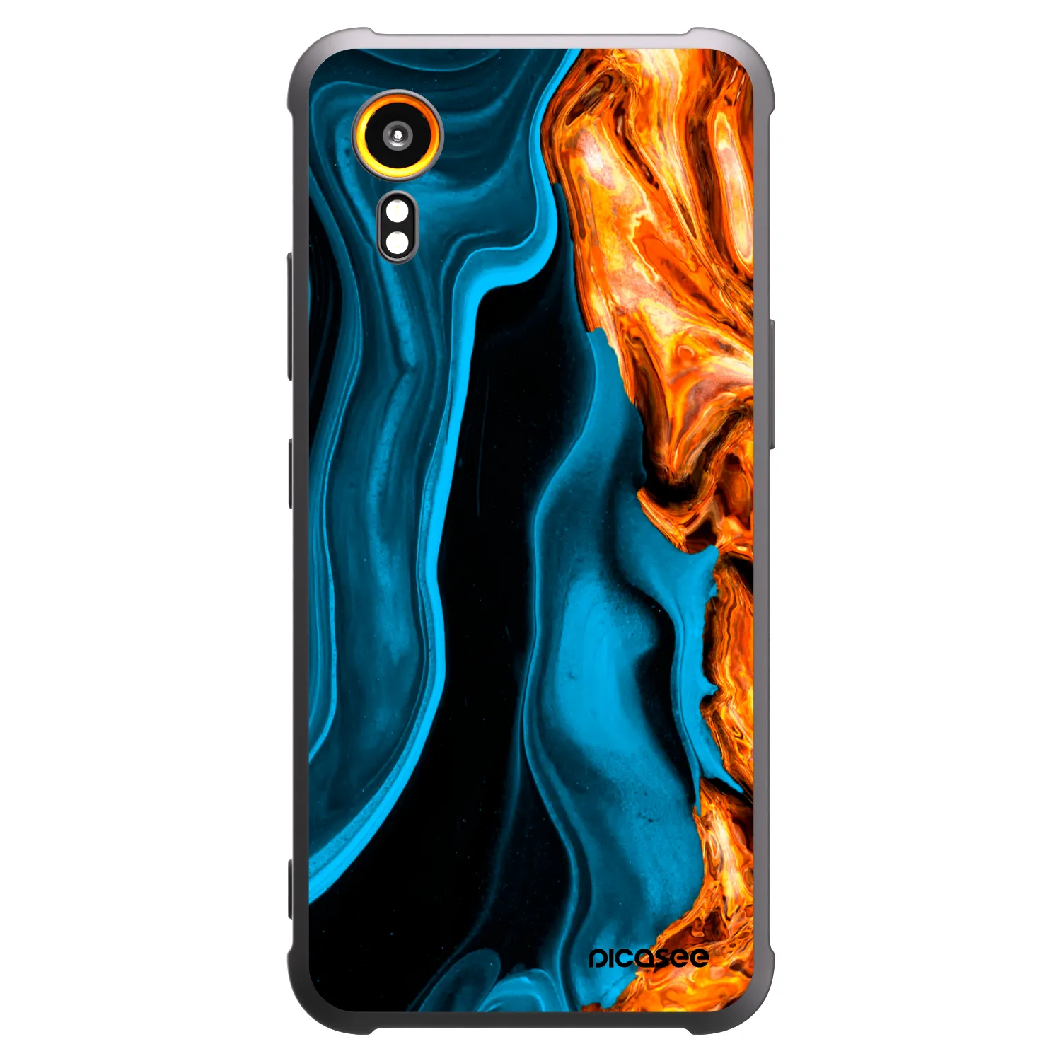 Picasee Samsung Galaxy Xcover 7 Hülle - Schwarzes Silikon - Gold blue