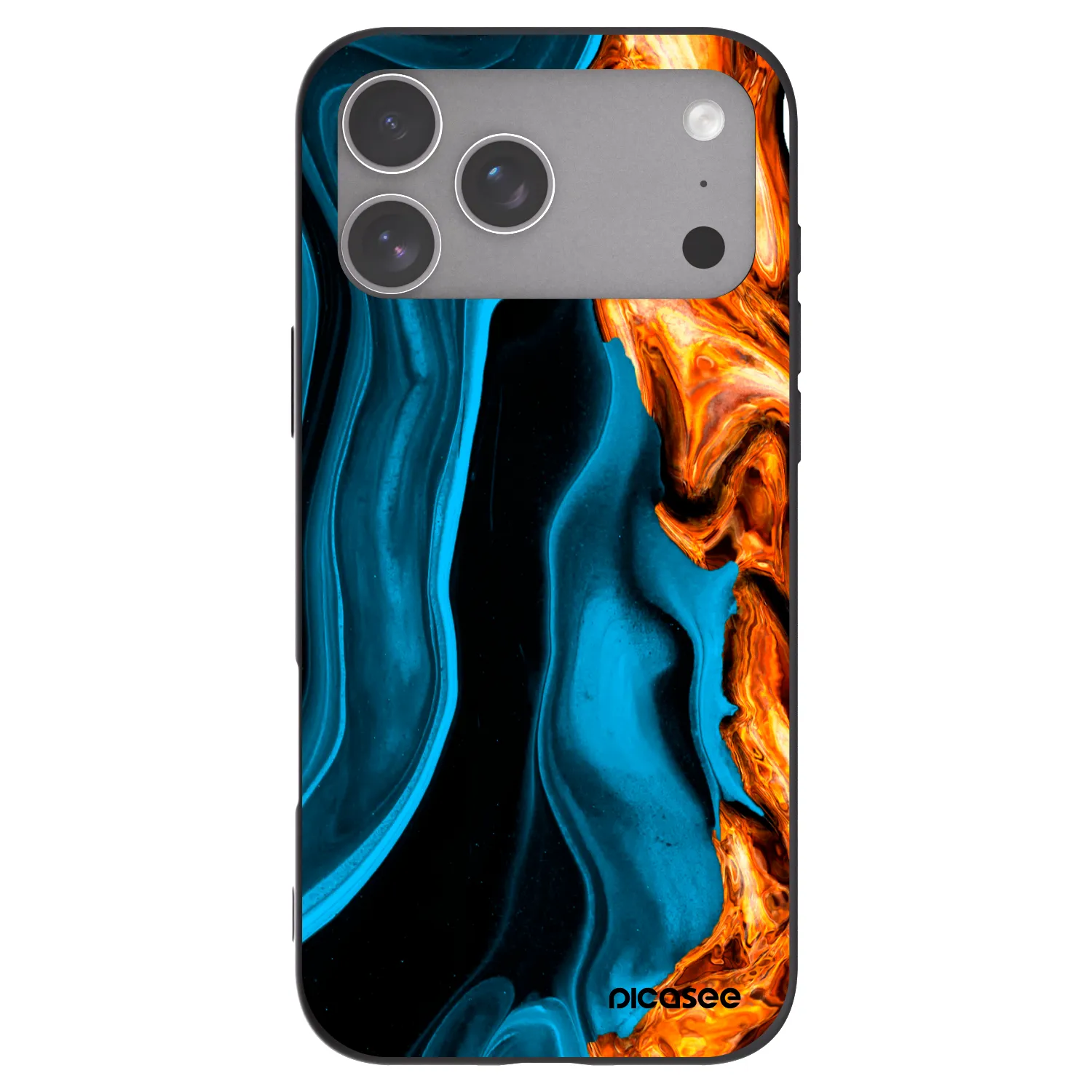 Picasee Apple iPhone 18 Pro Max Hülle - Schwarzes Silikon - Gold blue