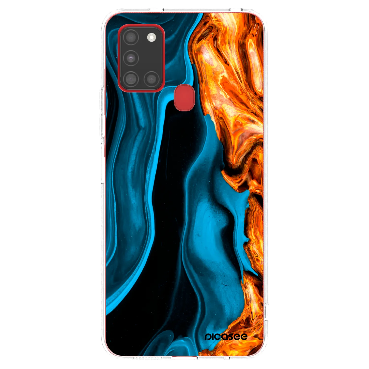 Picasee Samsung Galaxy A21s Hülle - Transparentes Silikon - Gold blue
