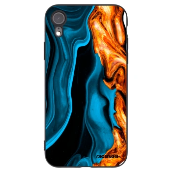Picasee Apple iPhone XR Hülle - Schwarzes Silikon - Gold blue