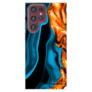 Picasee Samsung Galaxy S22 Ultra 5G Hülle - Transparentes Silikon - Gold blue