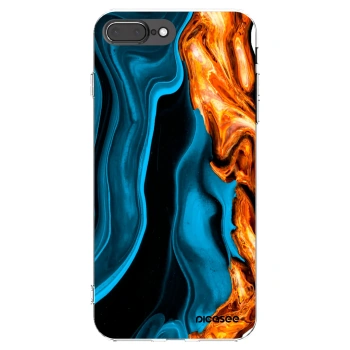 Picasee Apple iPhone 8 Plus Hülle - Transparentes Silikon - Gold blue