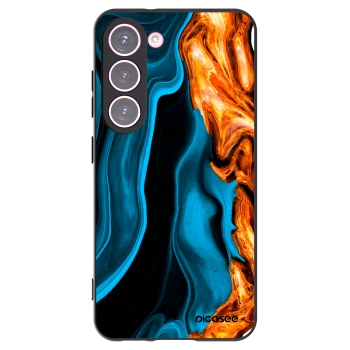 Picasee Samsung Galaxy S23 5G Hülle - Schwarzes Silikon - Gold blue