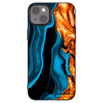 Picasee Apple iPhone 15 Plus Hülle - Schwarzes Silikon - Gold blue