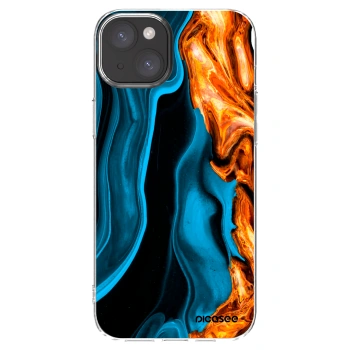 Picasee Apple iPhone 15 Plus Hülle - Transparentes Silikon - Gold blue