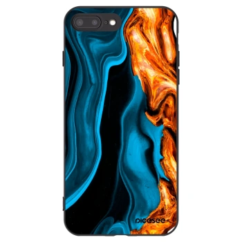 Picasee Apple iPhone 8 Plus Hülle - Schwarzes Silikon - Gold blue