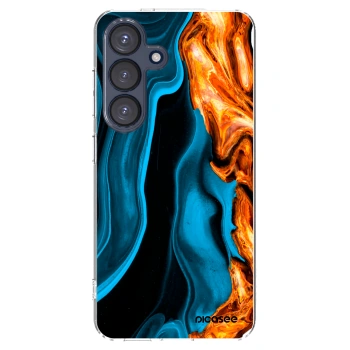 Picasee Samsung Galaxy S25 5G Hülle - Transparentes Silikon - Gold blue