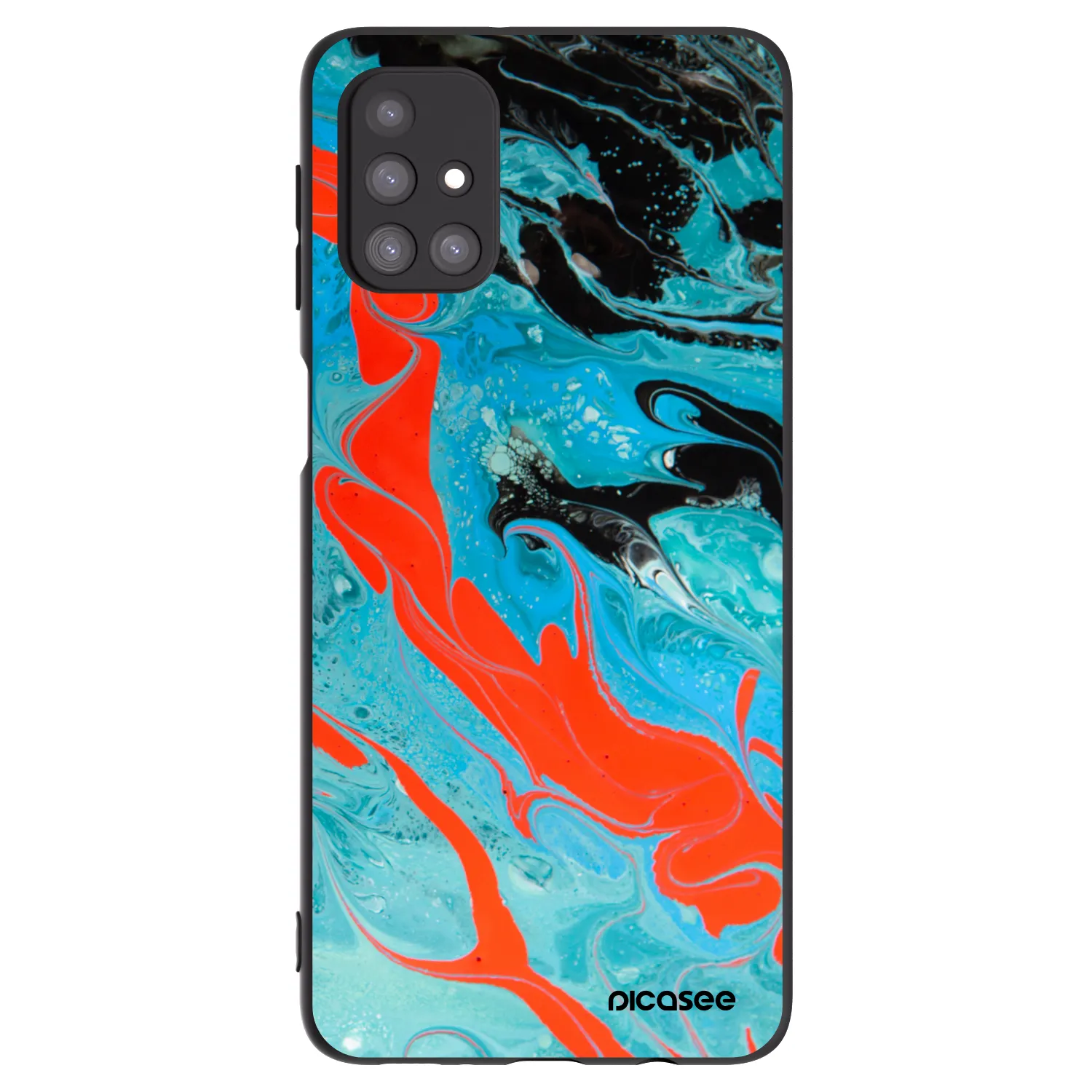 Picasee Samsung Galaxy M31s Hülle - Schwarzes Silikon - Blue Magma