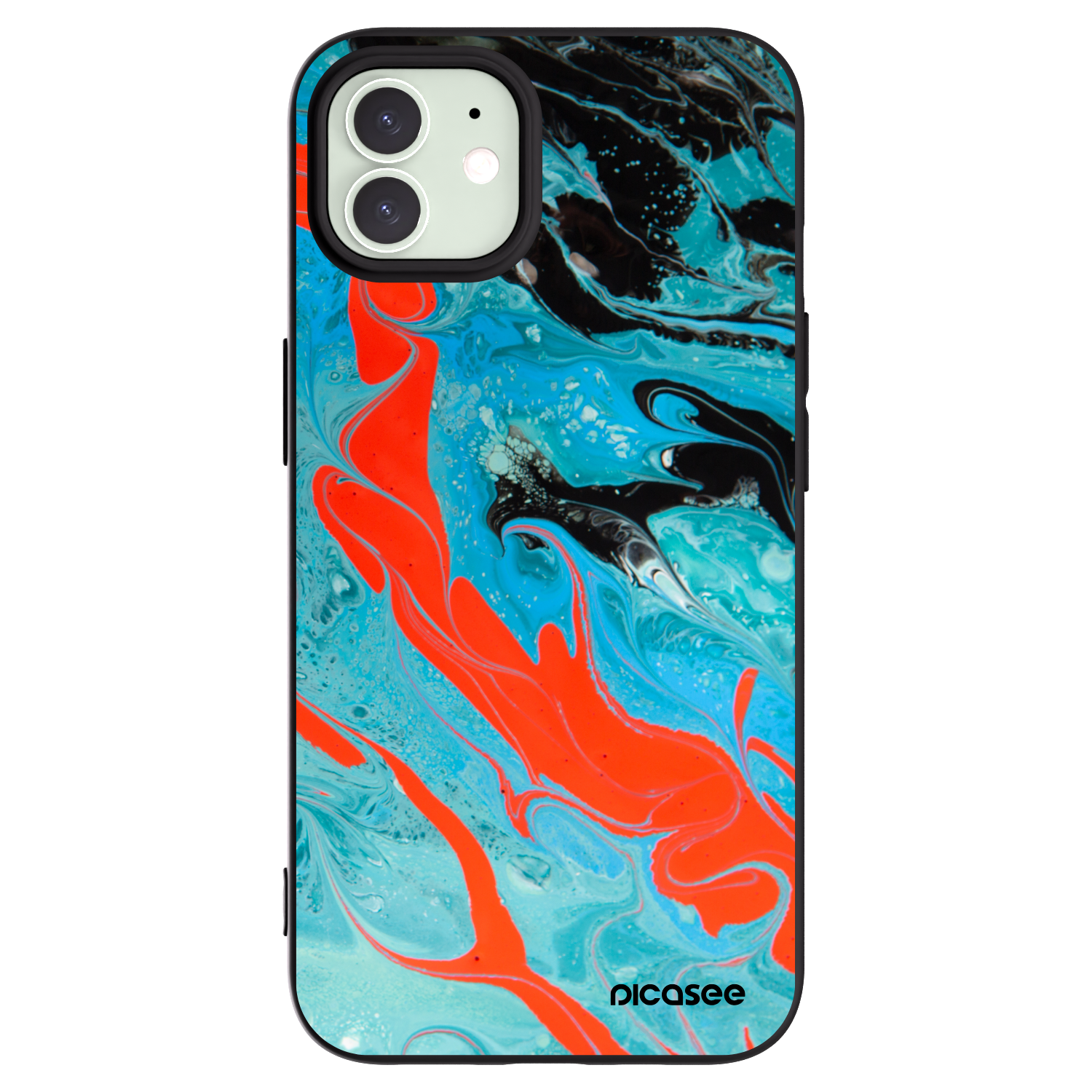 Picasee Apple iPhone 12 Hülle - Schwarzes Silikon - Blue Magma