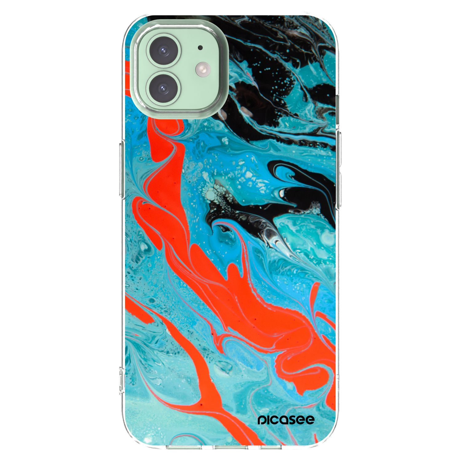 Picasee Apple iPhone 12 Hülle - Transparentes Silikon - Blue Magma
