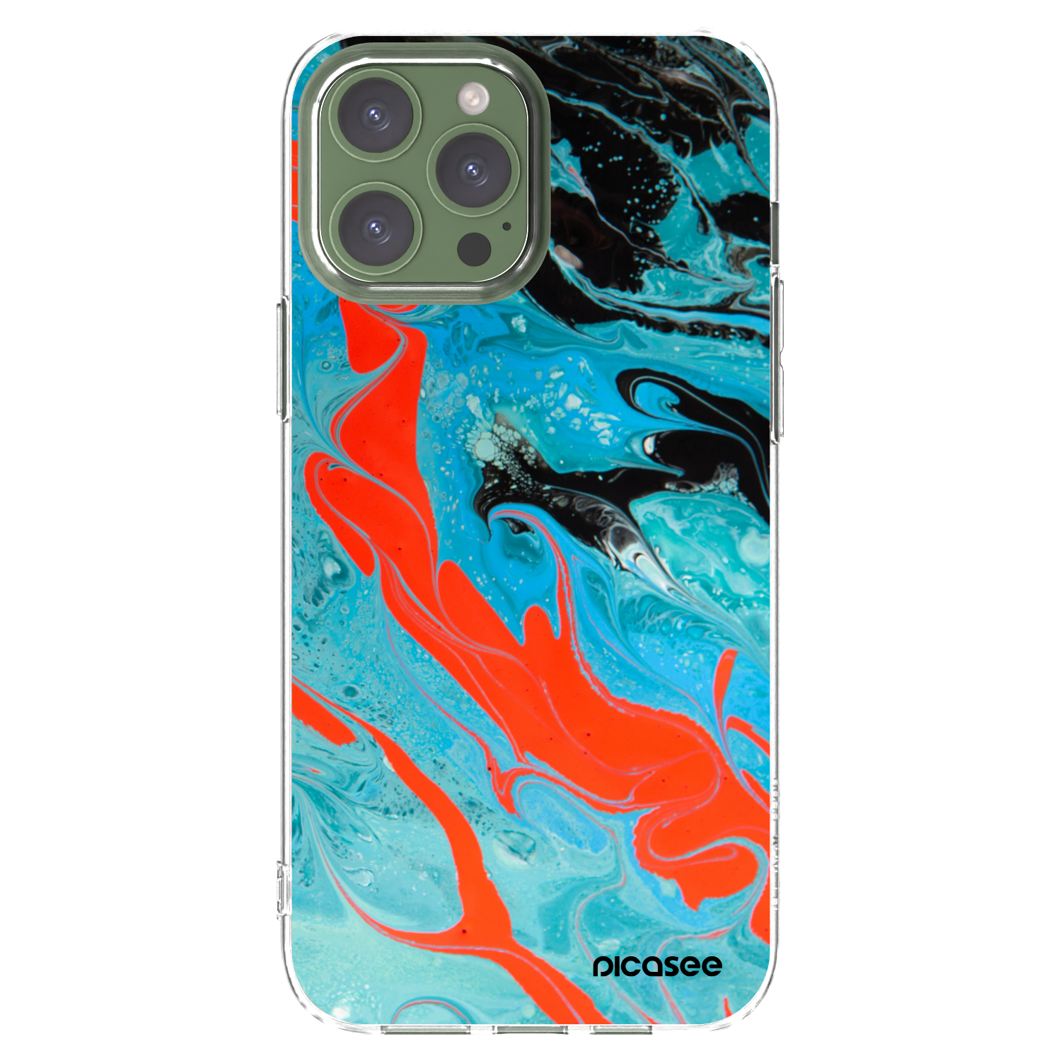 Picasee Apple iPhone 13 Pro Max Hülle - Transparentes Silikon - Blue Magma