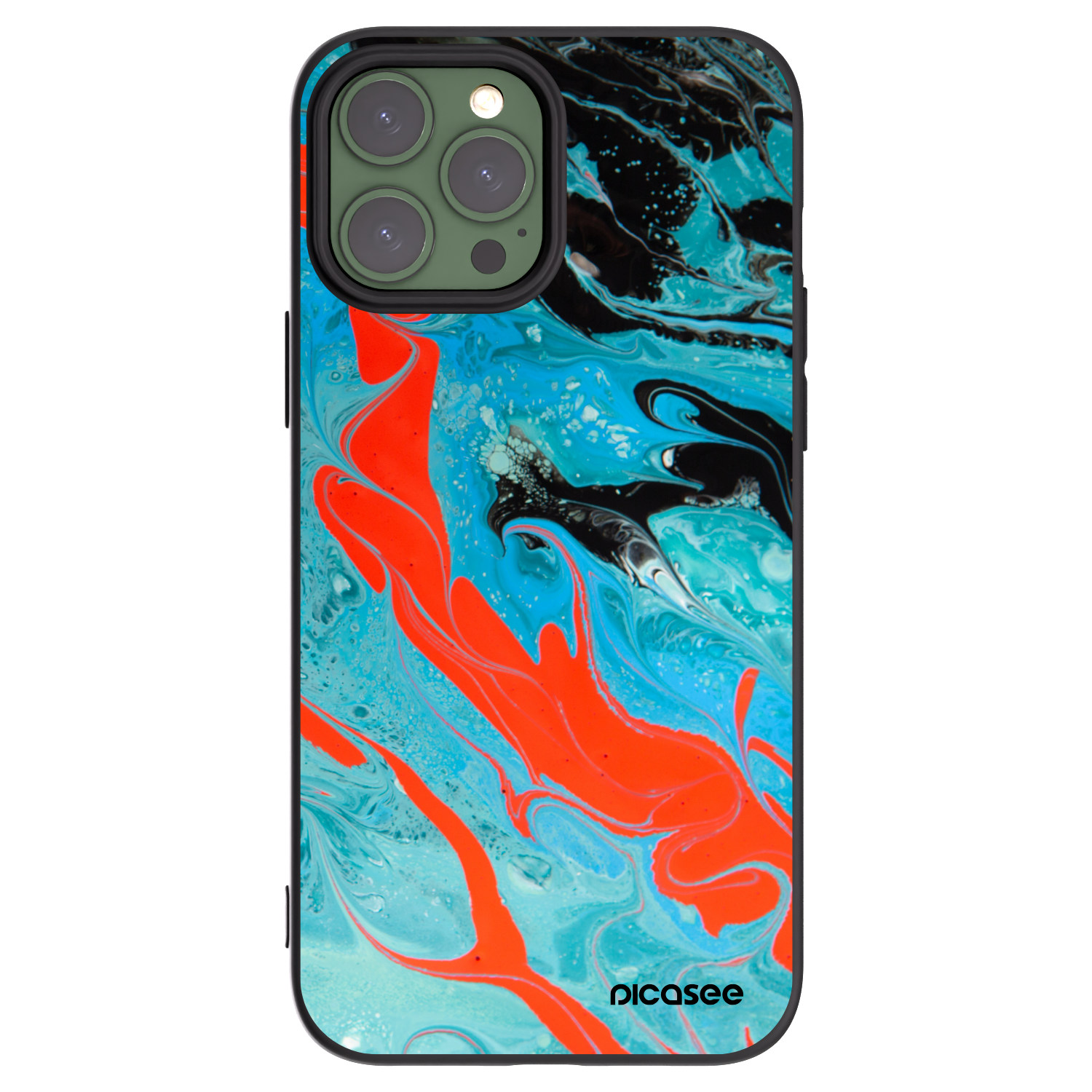 Picasee Apple iPhone 13 Pro Max Hülle - Schwarzes Silikon - Blue Magma
