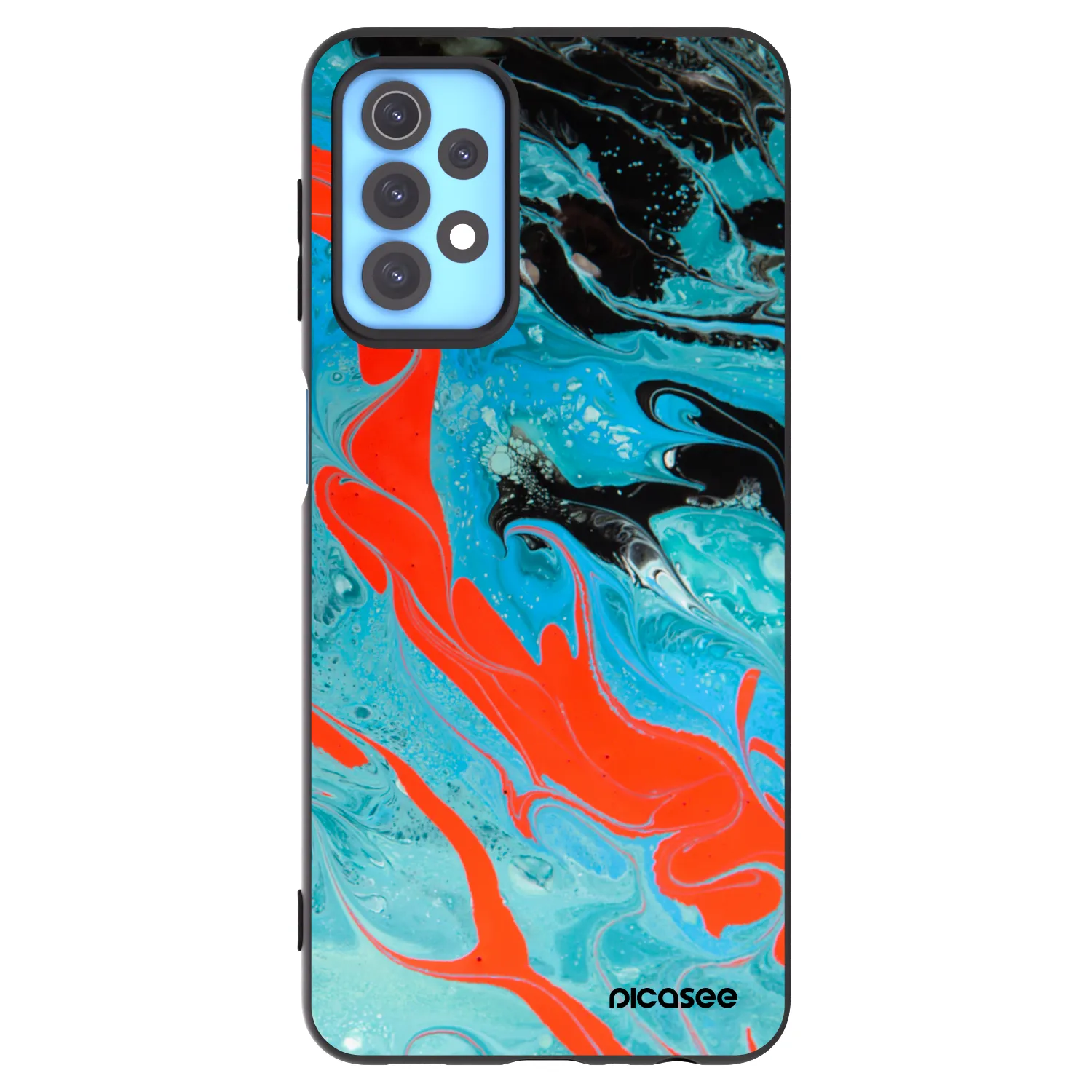 Picasee Samsung Galaxy A32 4G SM-A325F Hülle - Schwarzes Silikon - Blue Magma
