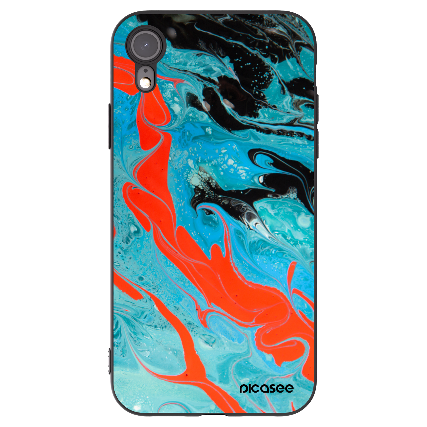 Picasee Apple iPhone XR Hülle - Schwarzes Silikon - Blue Magma