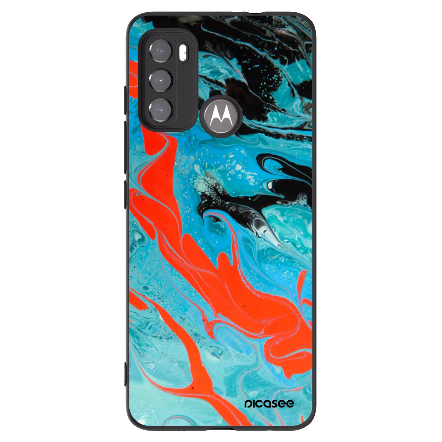 Picasee Motorola Moto G60 Hülle - Schwarzes Silikon - Blue Magma