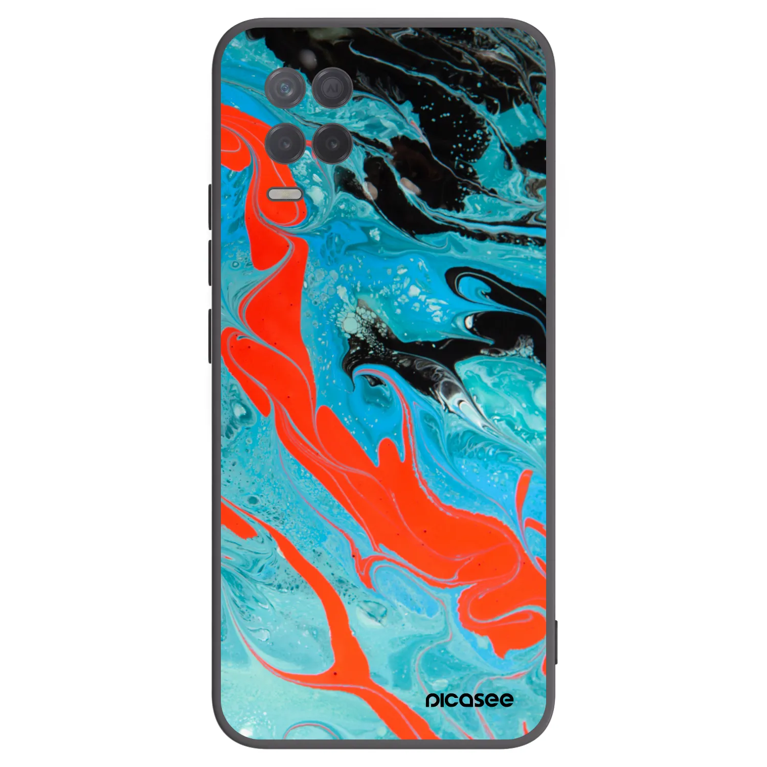 Picasee Realme 8 5G Hülle - Schwarzes Silikon - Blue Magma