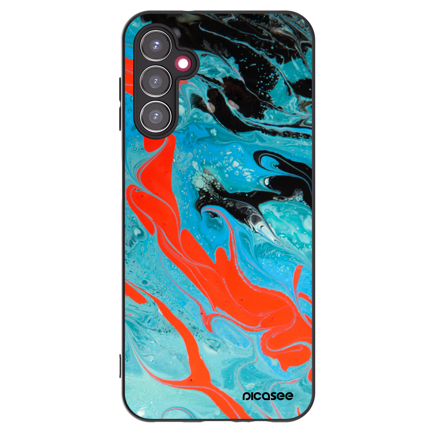Picasee Samsung Galaxy A14 4G A145R Hülle - Schwarzes Silikon - Blue Magma