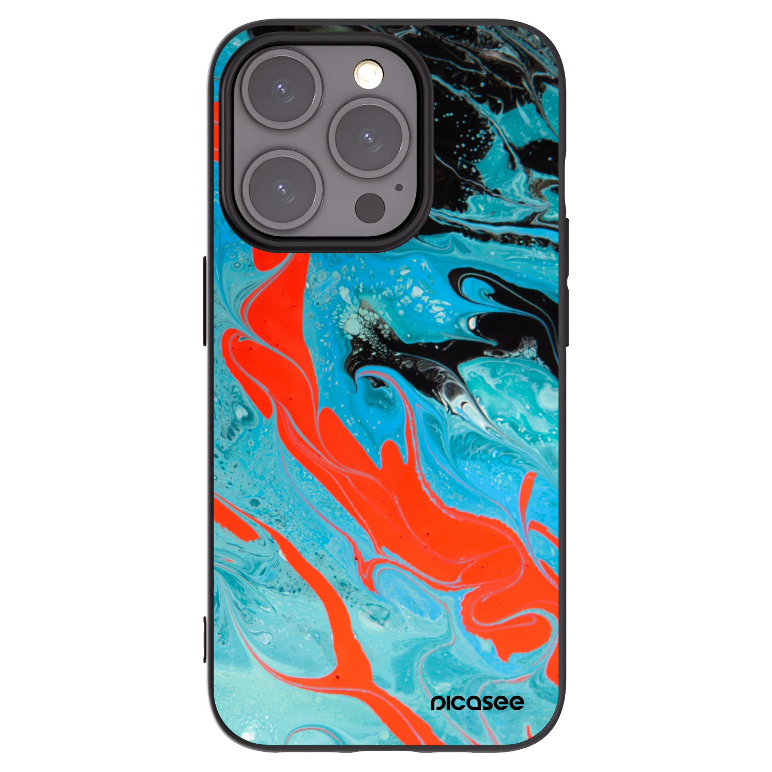 Picasee Apple iPhone 15 Pro Hülle - Schwarzes Silikon - Blue Magma