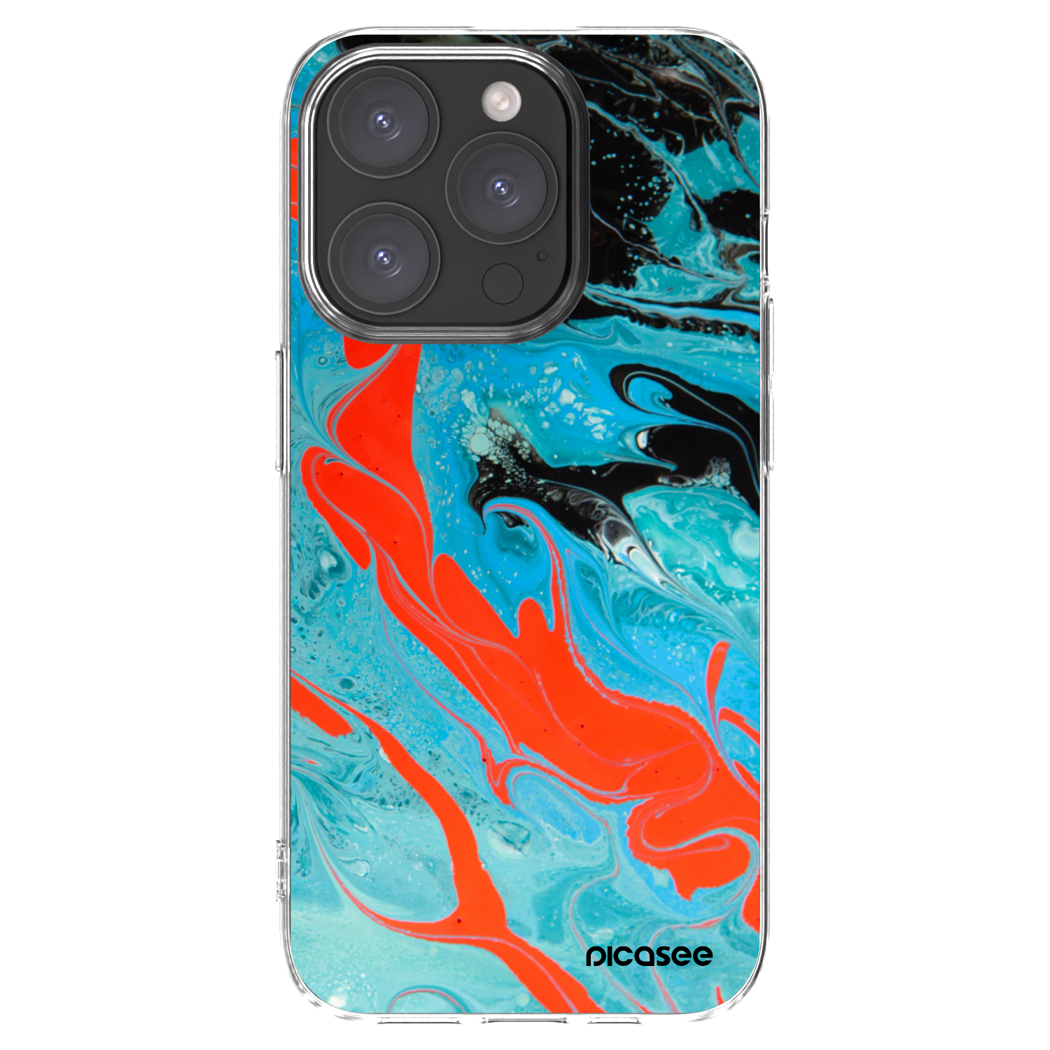 Picasee Apple iPhone 15 Pro Hülle - Transparentes Silikon - Blue Magma
