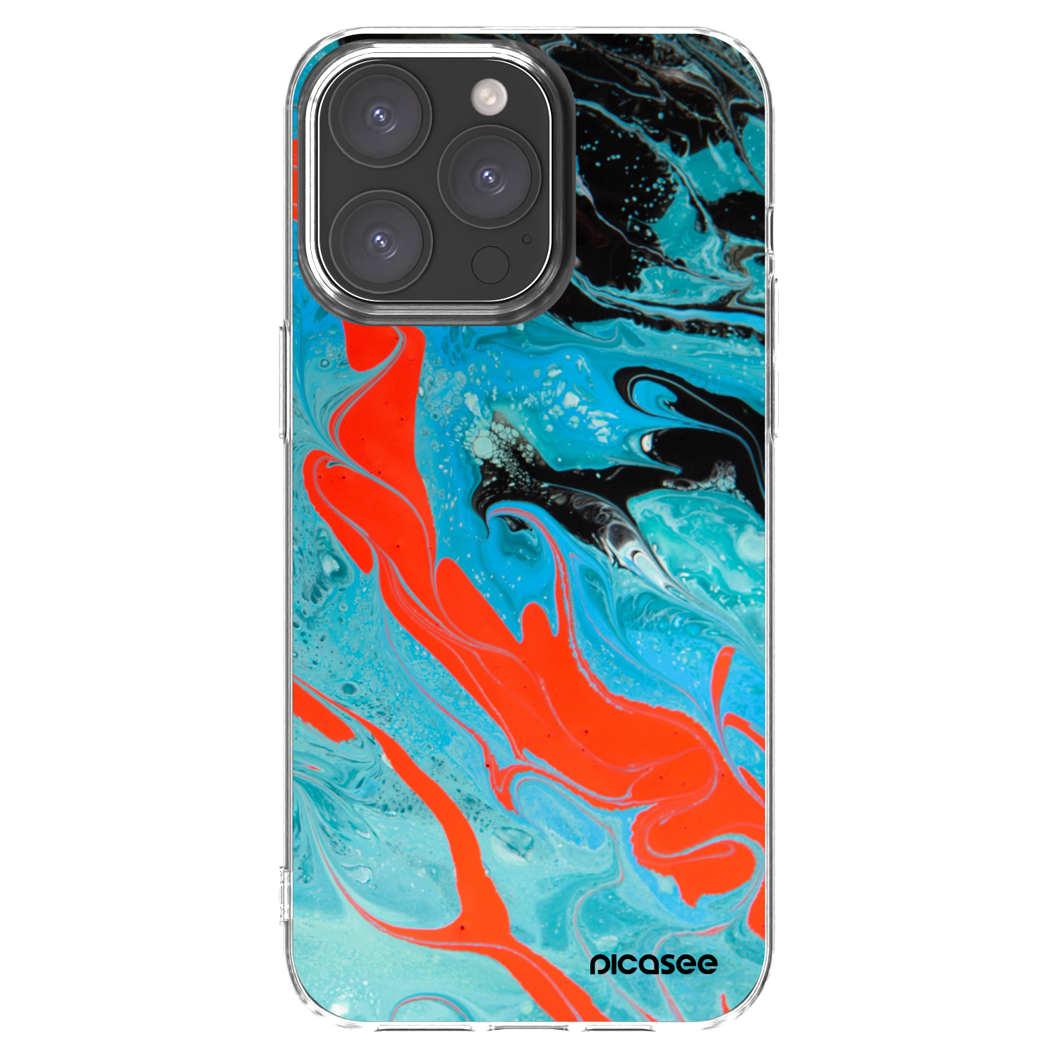 Picasee Apple iPhone 15 Pro Max Hülle - Transparentes Silikon - Blue Magma