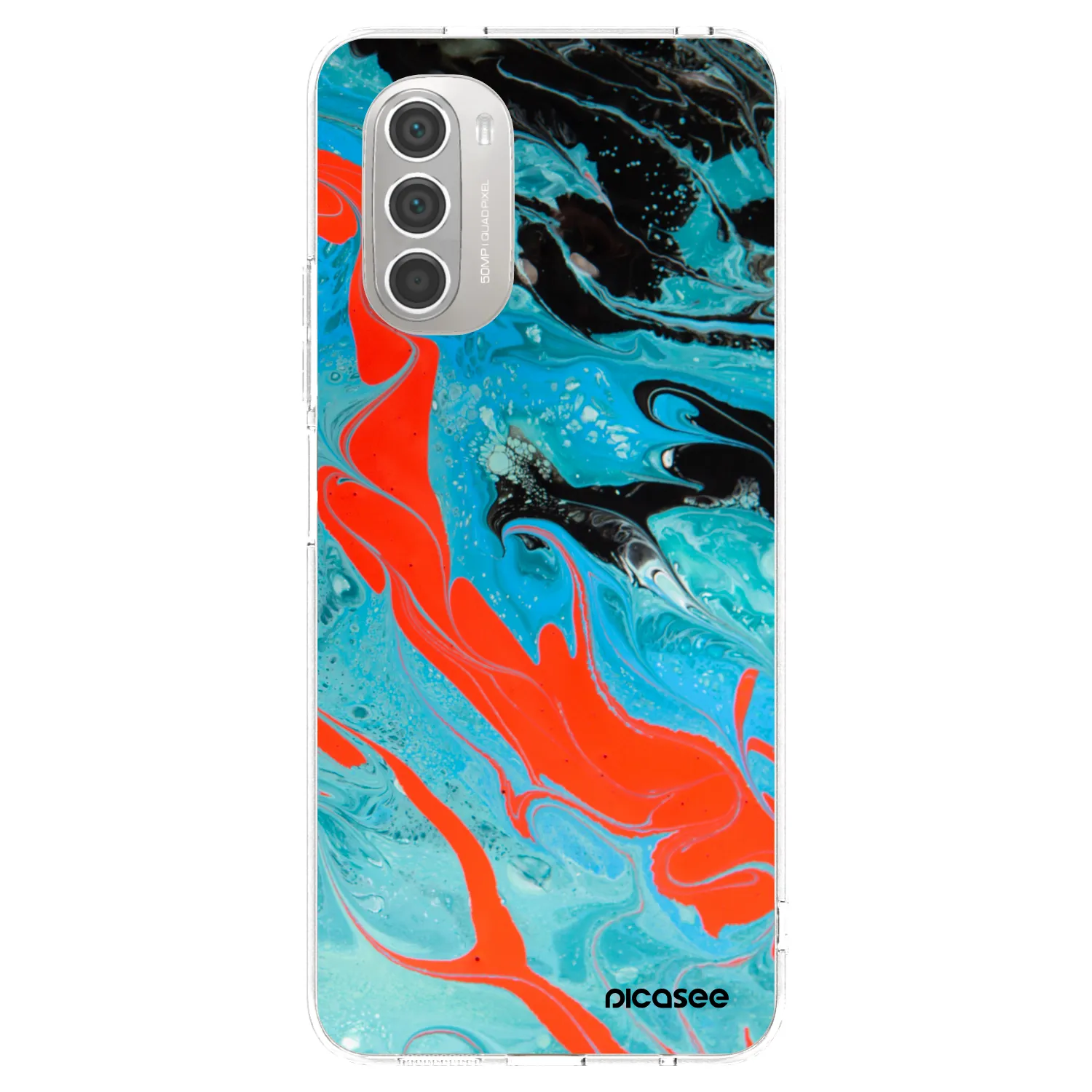 Picasee Motorola Moto G51 Hülle - Transparentes Silikon - Blue Magma