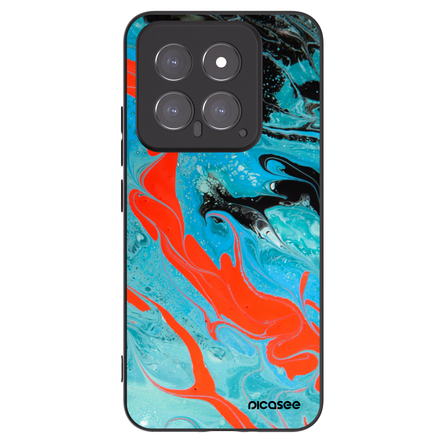 Picasee Xiaomi 14 Hülle - Schwarzes Silikon - Blue Magma