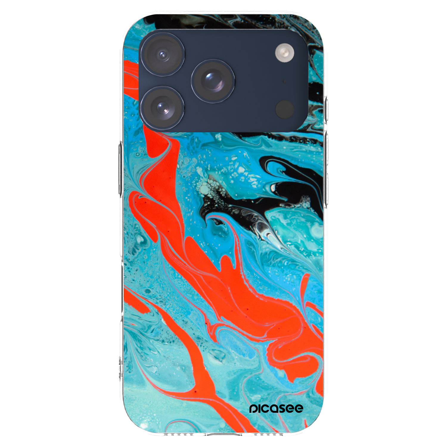 Picasee Apple iPhone 17 Pro Hülle - Transparentes Silikon - Blue Magma