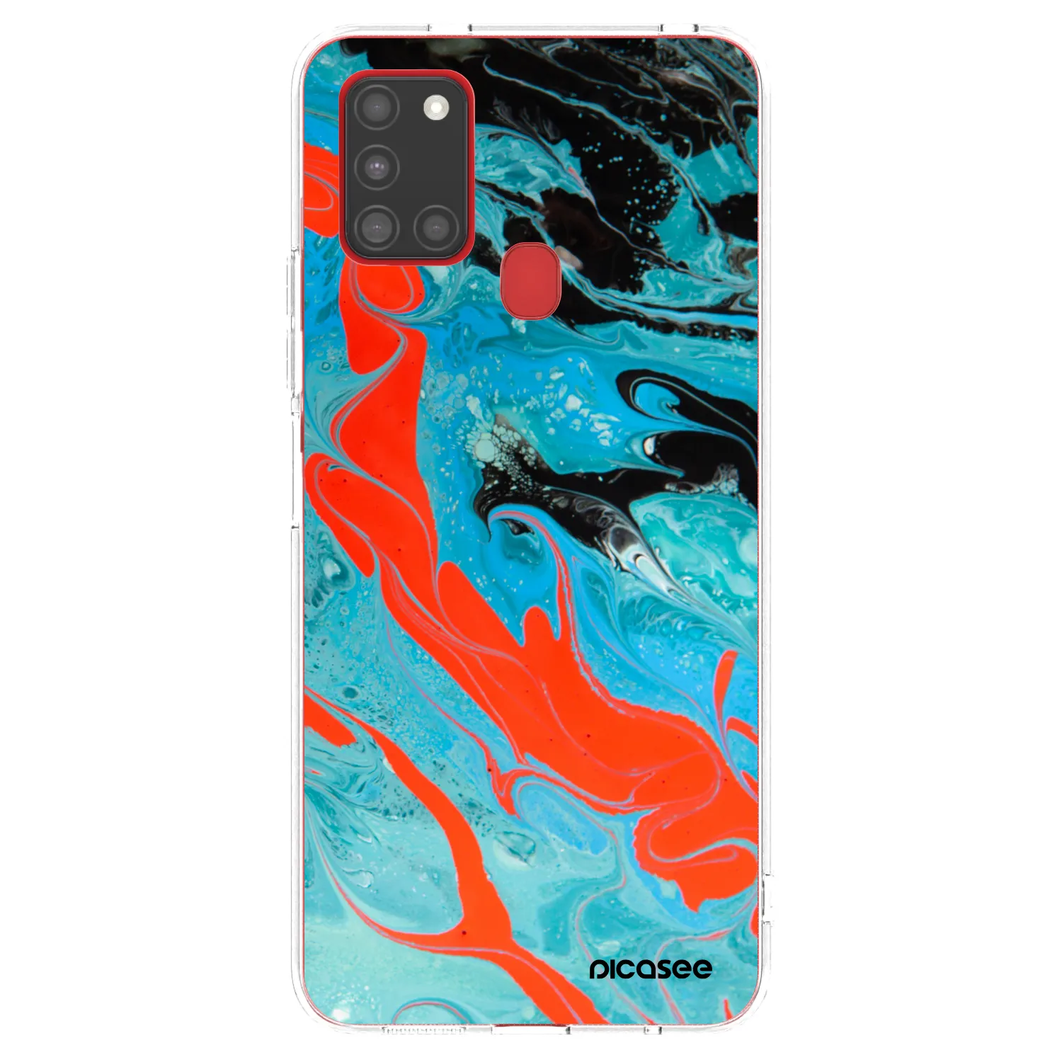 Picasee Samsung Galaxy A21s Hülle - Transparentes Silikon - Blue Magma