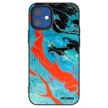 Picasee Apple iPhone 12 mini Hülle - Schwarzes Silikon - Blue Magma