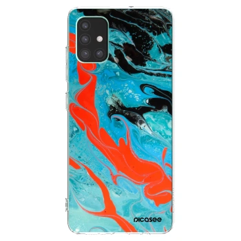 Picasee Samsung Galaxy M51 M515F Hülle - Transparentes Silikon - Blue Magma