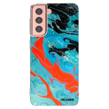 Picasee Samsung Galaxy S21 5G G991B Hülle - Transparentes Silikon - Blue Magma