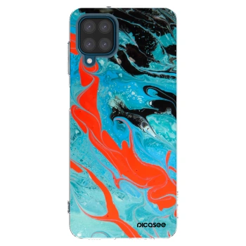 Picasee Samsung Galaxy A12 A125F Hülle - Transparentes Silikon - Blue Magma