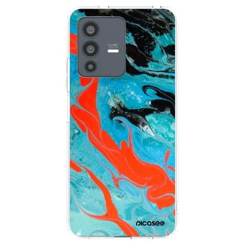 Picasee Vivo V23 5G Hülle - Transparentes Silikon - Blue Magma