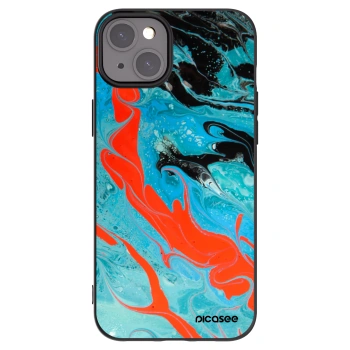 Picasee Apple iPhone 15 Plus Hülle - Schwarzes Silikon - Blue Magma