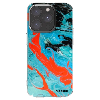 Picasee Apple iPhone 15 Pro Hülle - Transparentes Silikon - Blue Magma