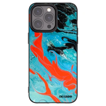 Picasee Apple iPhone 15 Pro Max Hülle - Schwarzes Silikon - Blue Magma