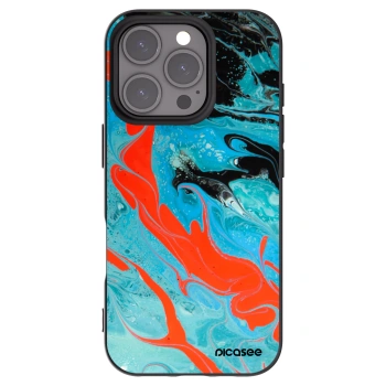 Picasee Apple iPhone 16 Pro Hülle - Schwarzes Silikon - Blue Magma