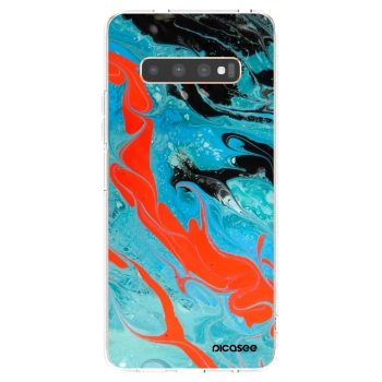 Picasee Samsung Galaxy S10 Plus G975 Hülle - Transparentes Silikon - Blue Magma