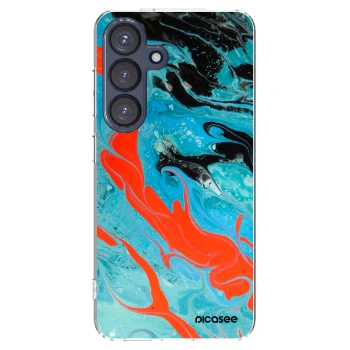 Picasee Samsung Galaxy S25 5G Hülle - Transparentes Silikon - Blue Magma