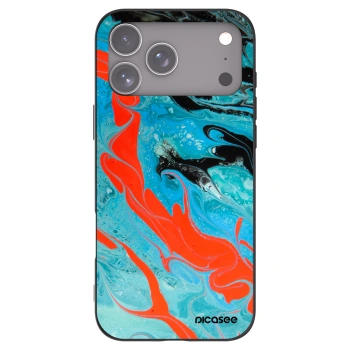 Picasee Apple iPhone 17 Pro Max Hülle - Schwarzes Silikon - Blue Magma